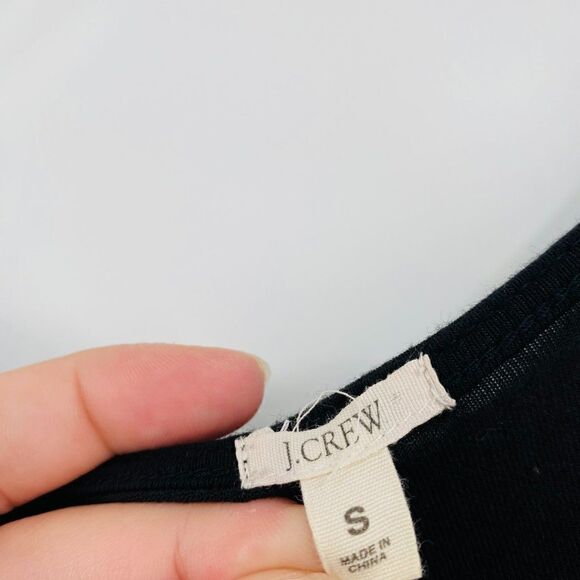 J. Crew Size Small Black Short Sleeve Belted Jersey Knit Casual Midi Dress - Picture 6 of 9